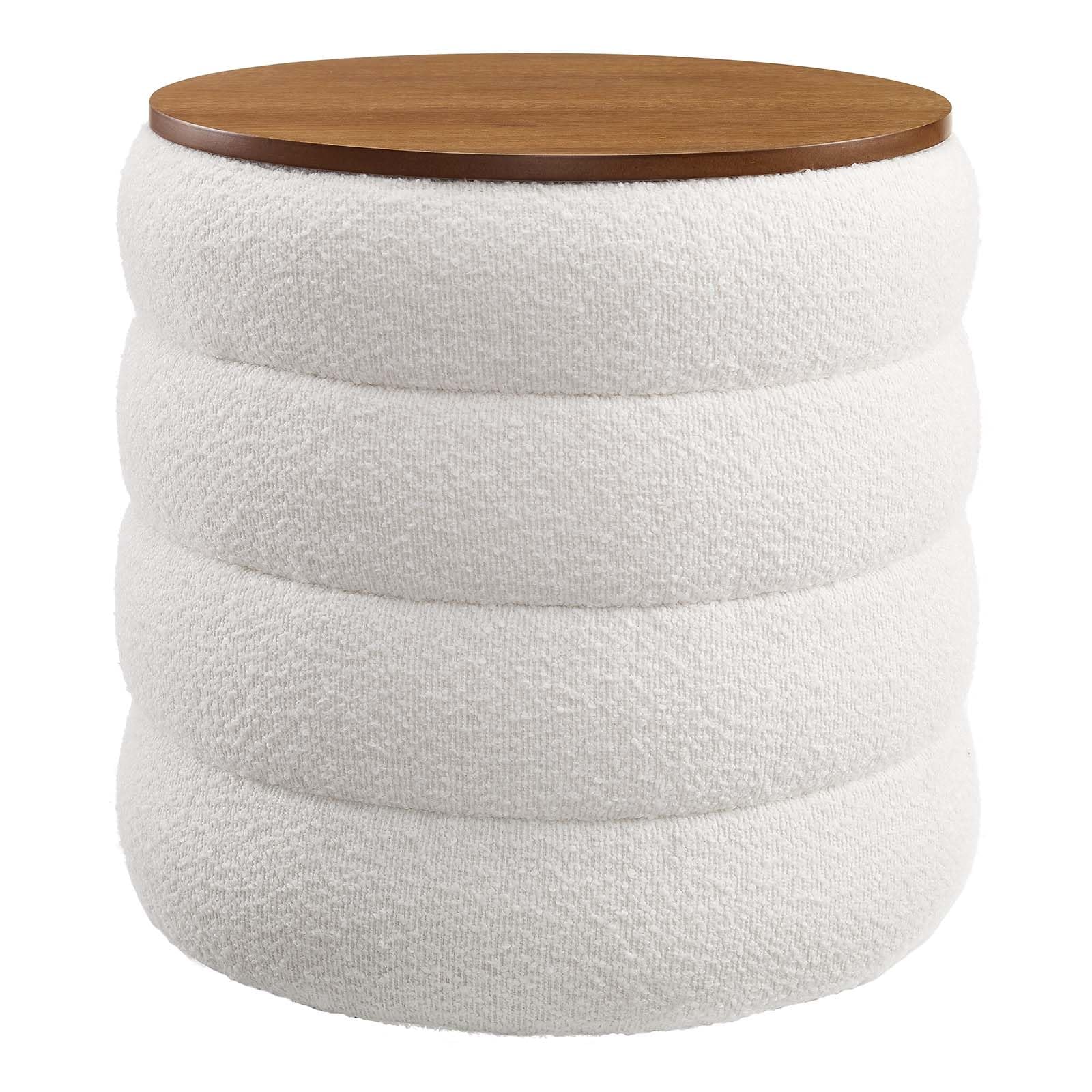 Amazon.com: Modway Mezzo Round Boucle Fabric Storage Ottoman Stool  
