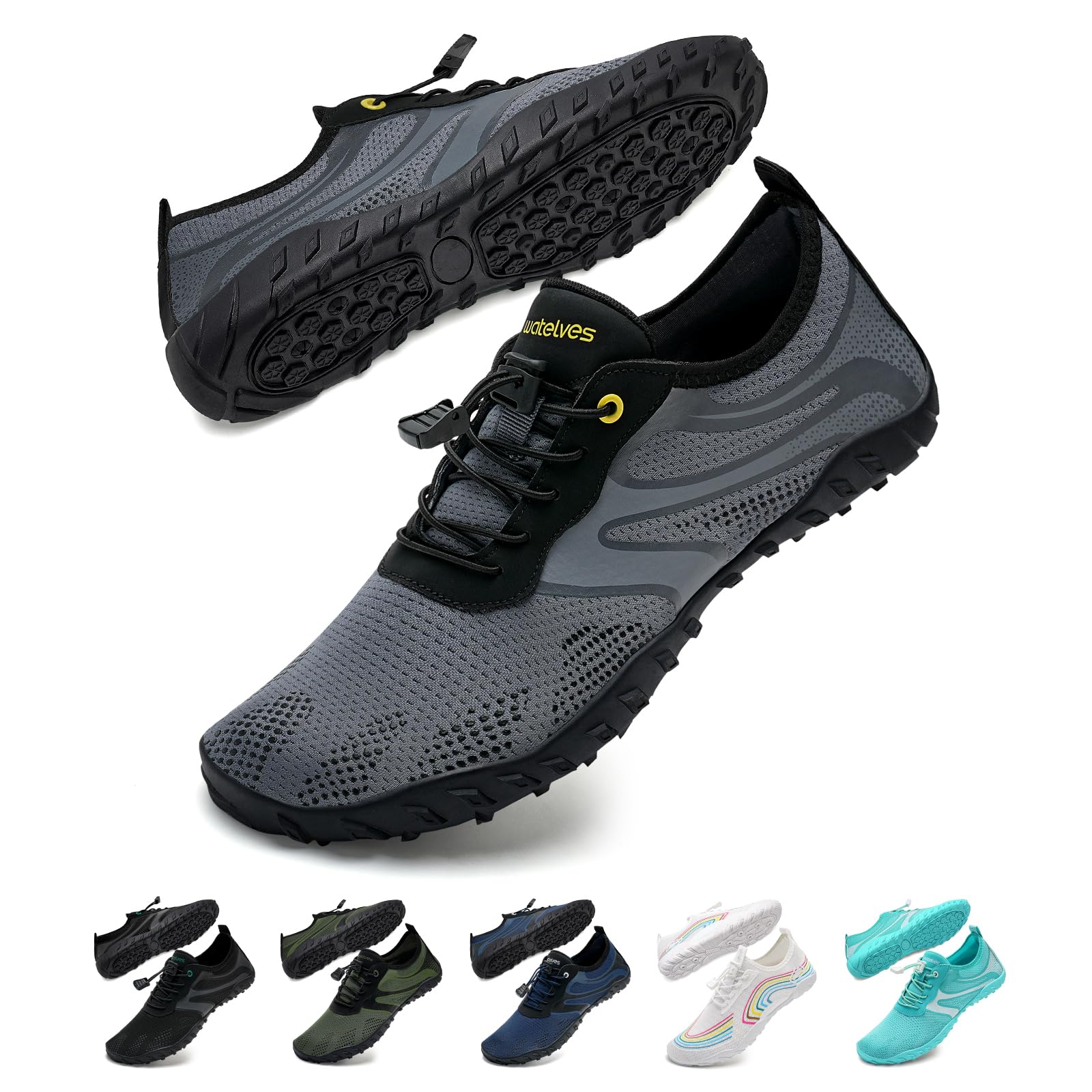WateLves Badeschuhe Wasserschuhe Damen Herren Schnell Trocknende und Schnell Tragende Strandschuhe für Tauchen Surfen Wassersport Wandern Yoga Alltag 36-48EU