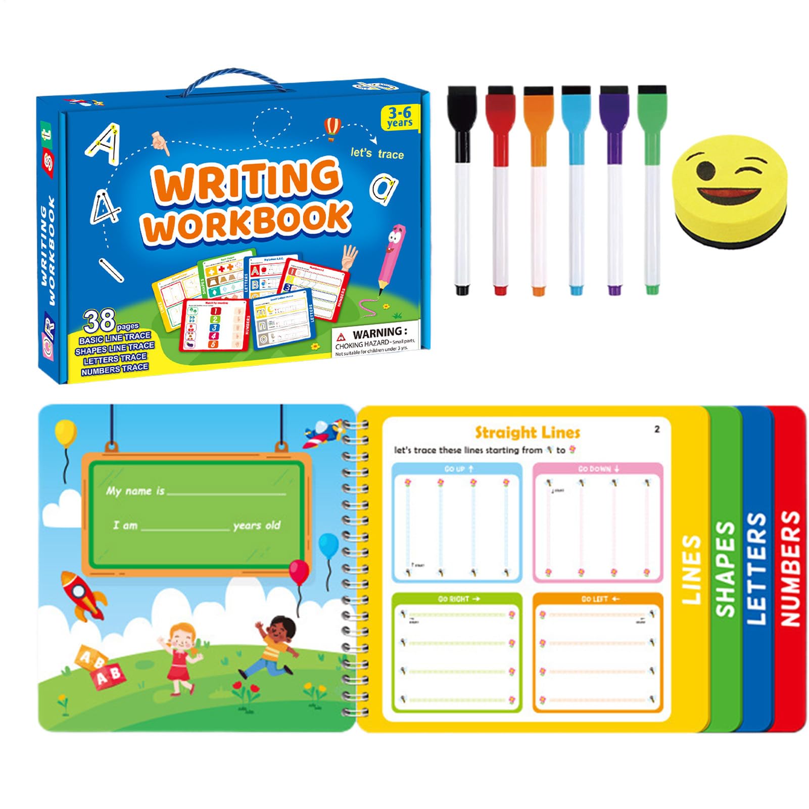 Libro De Letras Trazables Cuaderno Reutilizable de Escritura, Juguete de | Libro De Letras Trazables Y Escritura A Mano Para Niños Aprendizaje Infantil Pequeños Preesco