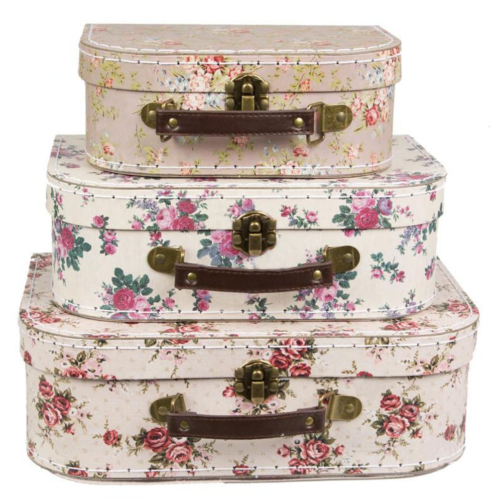 Retro Vintage Rose Floral Aufbewahrungs-Koffer 3er-Set