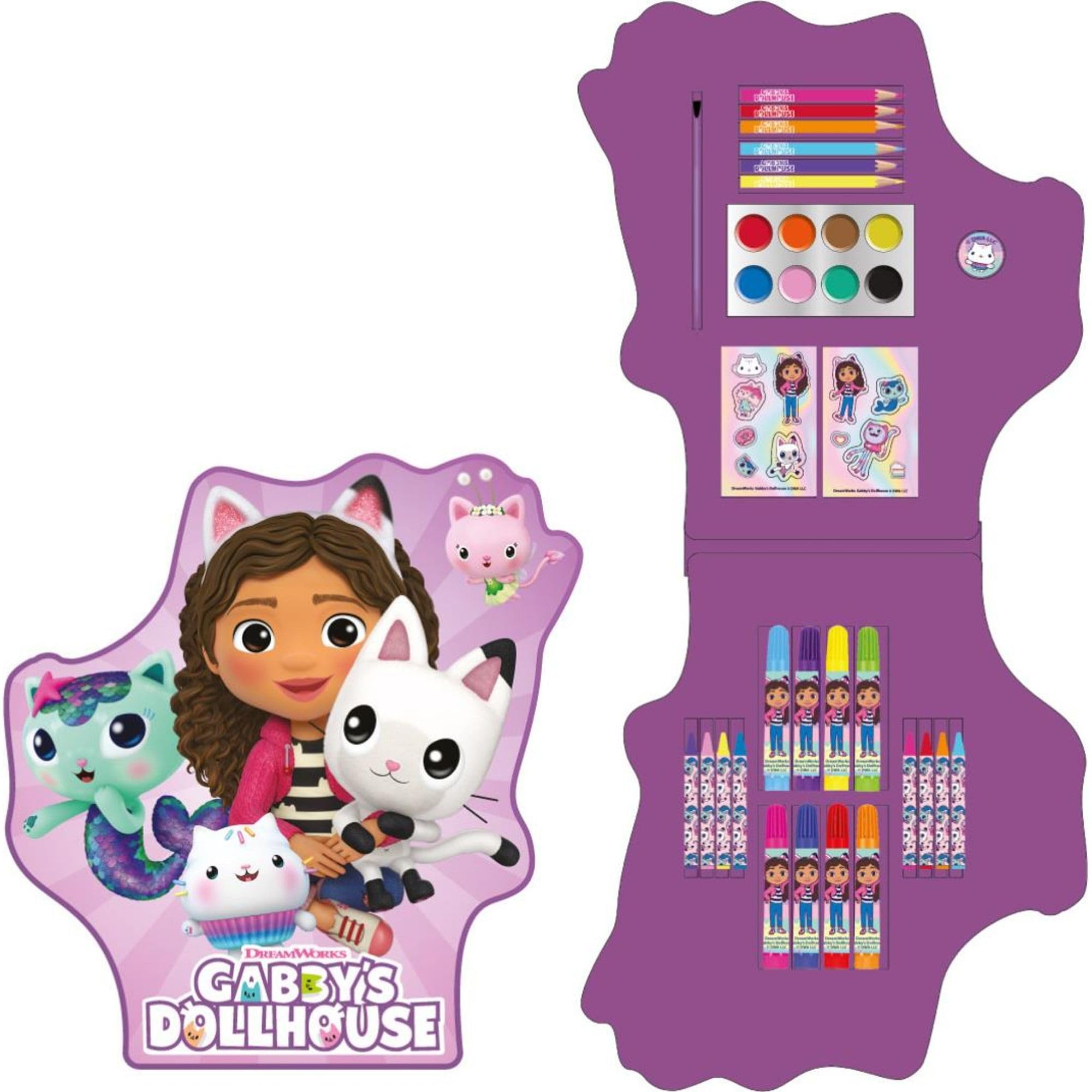 Gabby's Dollhouse Stationery Set including Purple Case and Coloring Accessories
