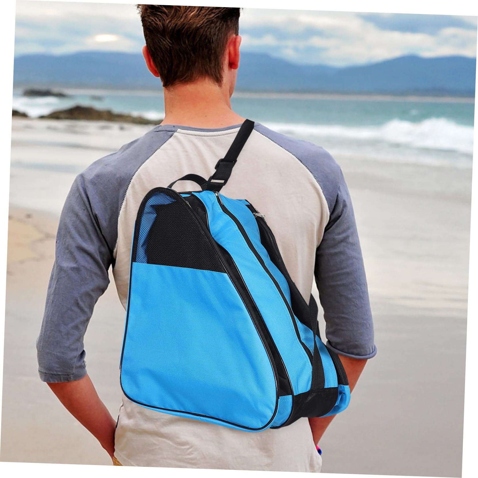 Kisangel borsa per pattini a rotelle accessori per pattini a rotelle per ragazze zaino per pattini borsa per il trasporto dei pattini borse per pattini a rotelle da donna Panno Oxford Blu