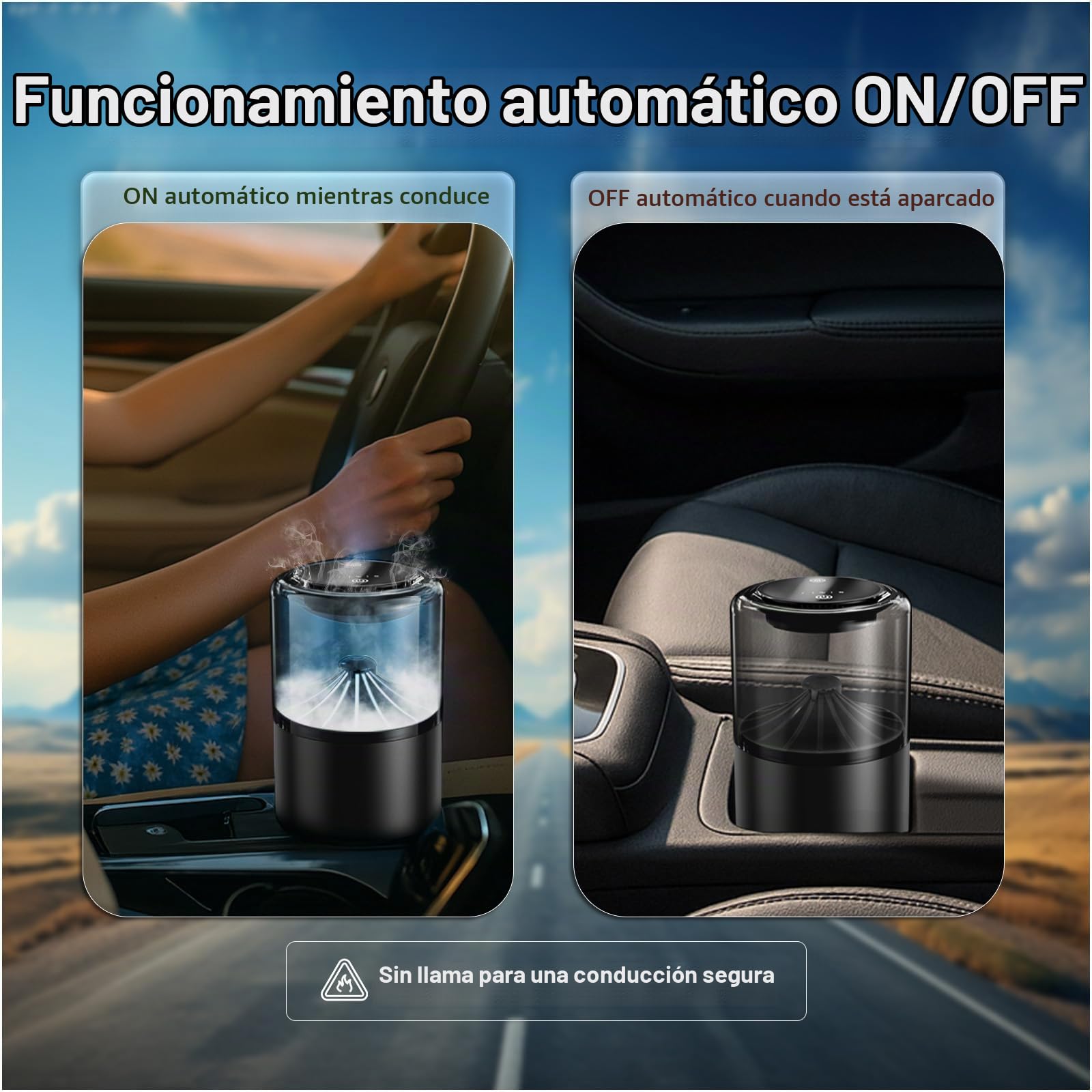 Difusor de Ambientador para Coche con Aroma Blue Ocean de MMOBIEL – Difusor de Coche con 2 Modos de Pulverización, 4 Niveles Intensidad, Encendido/Apagado Automático y Cable – USB/Batería – Sin Llama