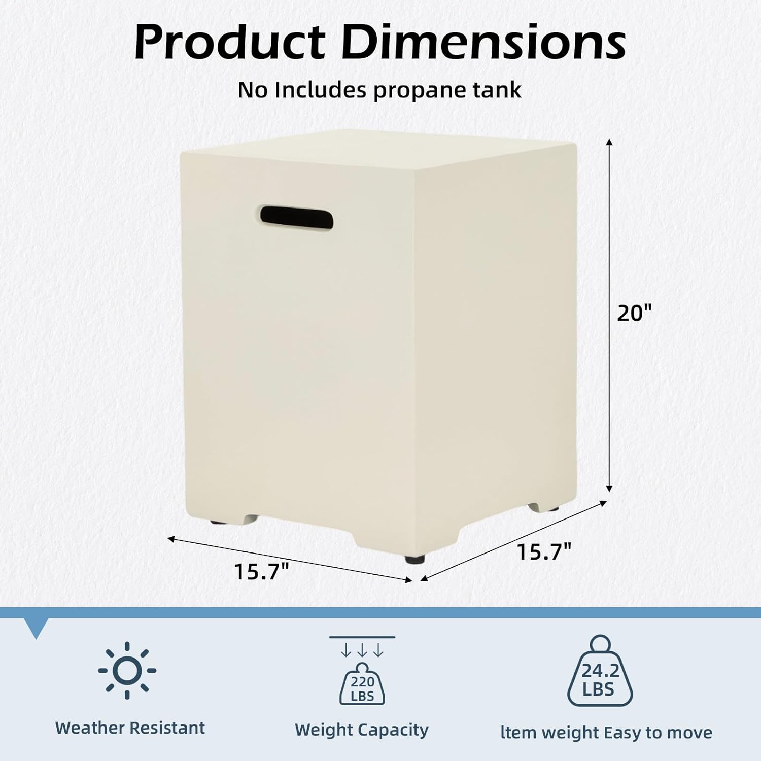 ECOTOUGE Modern Propane Tank Cover, 20 lb Tank Cover Table for Fire Pit Table, Gas Tank Storage Box with Side Handles, Hose Hole, Propane Tank Hideaway, Dual Function for Side or End Table, Beige