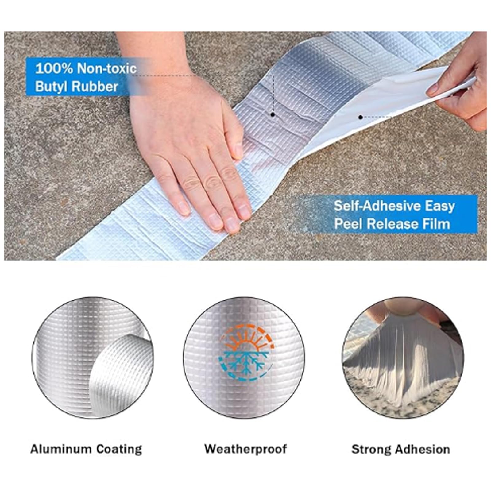 Cinta Impermeable Cinta de Butilo Impermeable Autoadhesiva Cinta de Sellado de Butilo de Reparación Multiusos para Fugas de Techo reparación de Grietas ruptura de tuberías