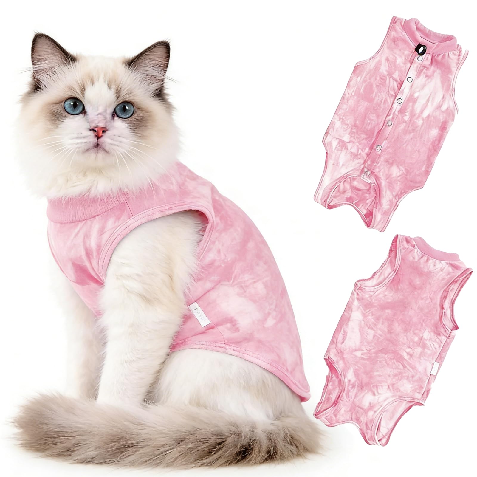 Yxelydriail Cat Recovery Suit, Breathable Anti-Licking Bodysuit, Soft Post-Op Vest Alternative for Female Cats (Pink, L)