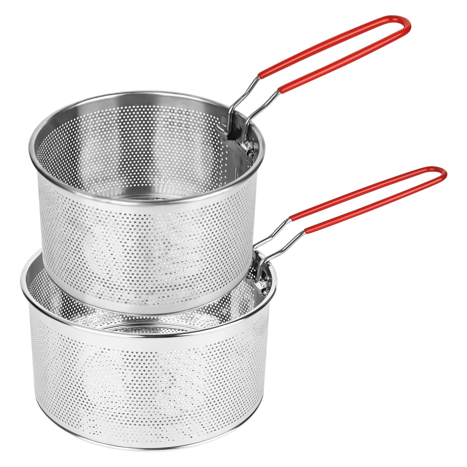 2 coladores de pasta de acero inoxidable, colador de cocina con mango extraíble, colador de pasta de metal, cesta para freidora, colador de cocina de acero inoxidable para lavar, escurrir