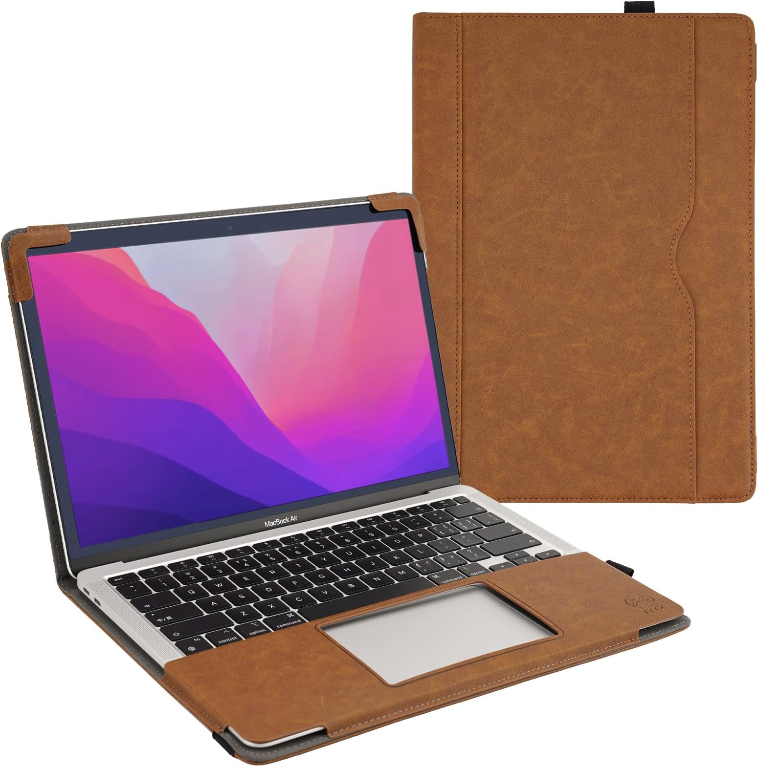 TYTX Leather Case Compatible with MacBook Air 13 Inch M1 A2337 A2179 A1932 with Retina Display 2021 2020 2019 2018 Release, Premium PU Leather Laptop Sleeve Protective Folio Book Cover, Brown