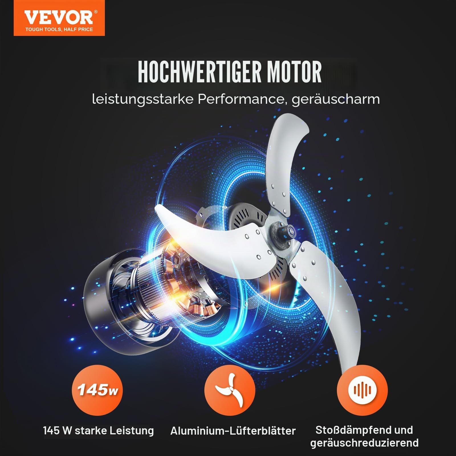 VEVOR Trommelventilator, Bodenventilator, Industrieventilator, 3 Gang, 8600 CFM, 360° verstellbare Neigung, 0-2-Stunden-Timer, Standventilator, Windmaschine für Lager, Werkstatt, Fabrik, Keller