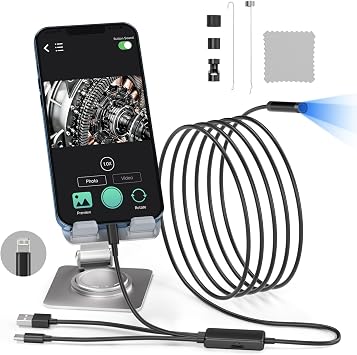 Endoscope Camera with Light,Inspection Camera 16.4ft Gadgets for Men 1080P HD Endoscope with 8 Adjustable LED Lights