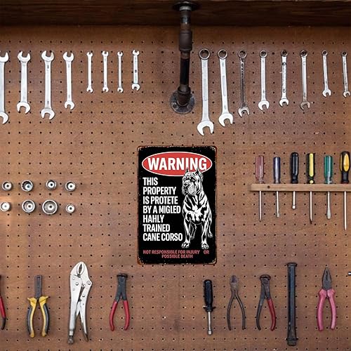 Miniatura 6 de Cane Corso Warning Cane Corso Dog - Cartel de metal retro para decoración de pared, póster de metal retro para garaje, hombre, cueva, baño,