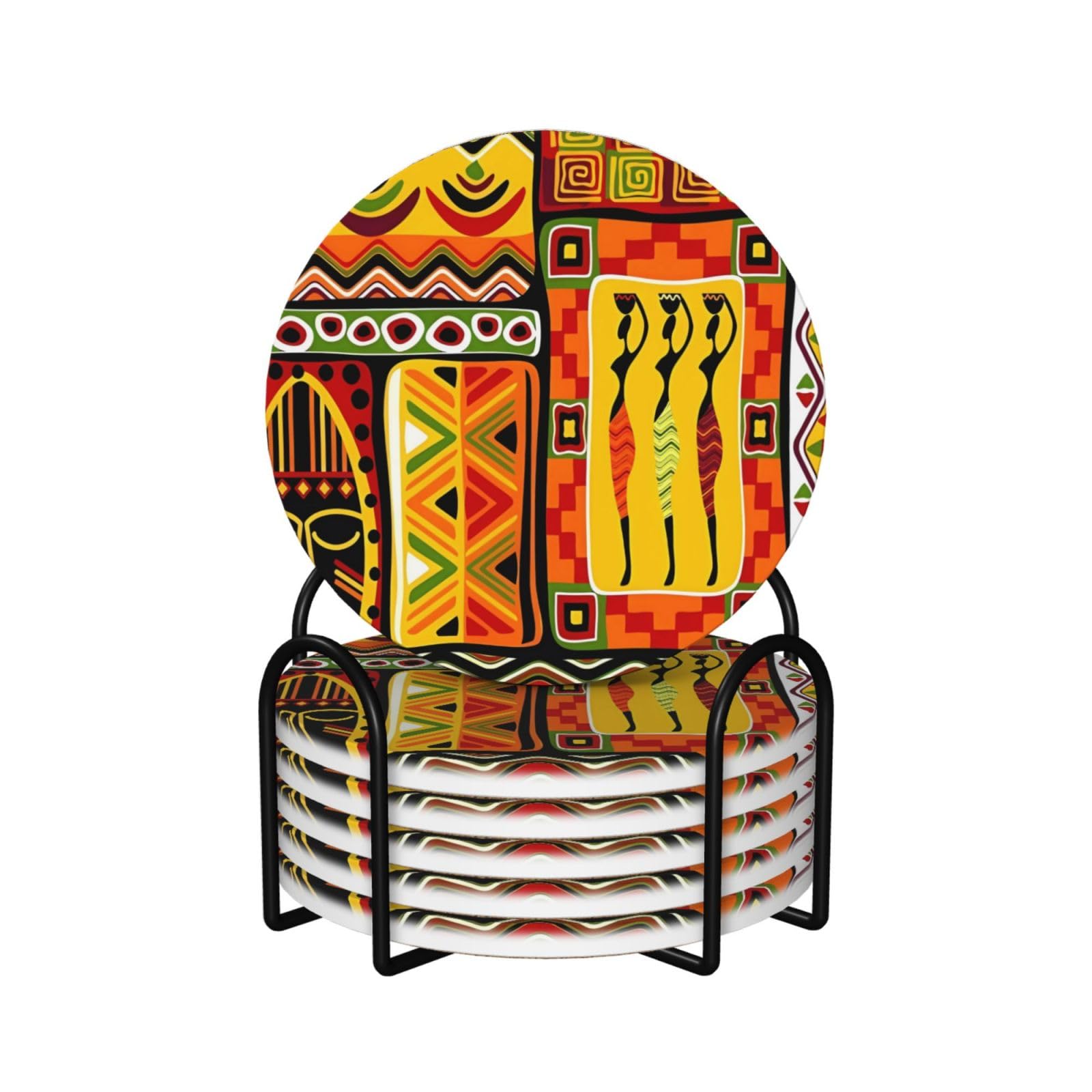 Dessous de verre africains en céramique premium avec support pour décoration raffinée