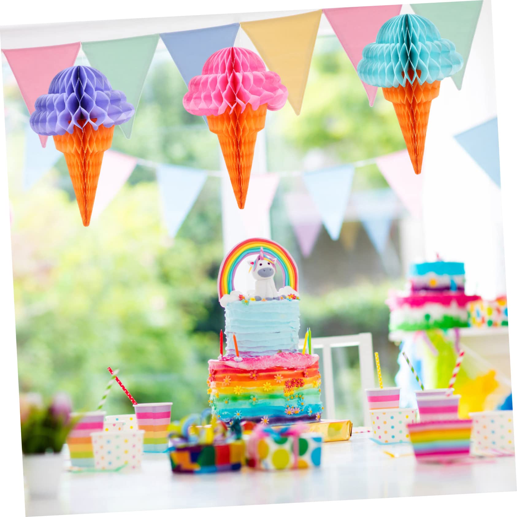 KOMBIUDA 15stücke Hawaii Party Dekoration Hängende Eiscreme Pendants Für Feste Honeycomb Adorn Für Lebendige Sommer-Events Zufällige Farben