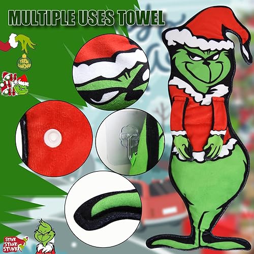 Miniatura 4 de Divertidas toallas de mano de Navidad 2 en 1 para baño y cocina, toallas colgantes para gancho y toallero, paños decorativos de Feliz Navidad,