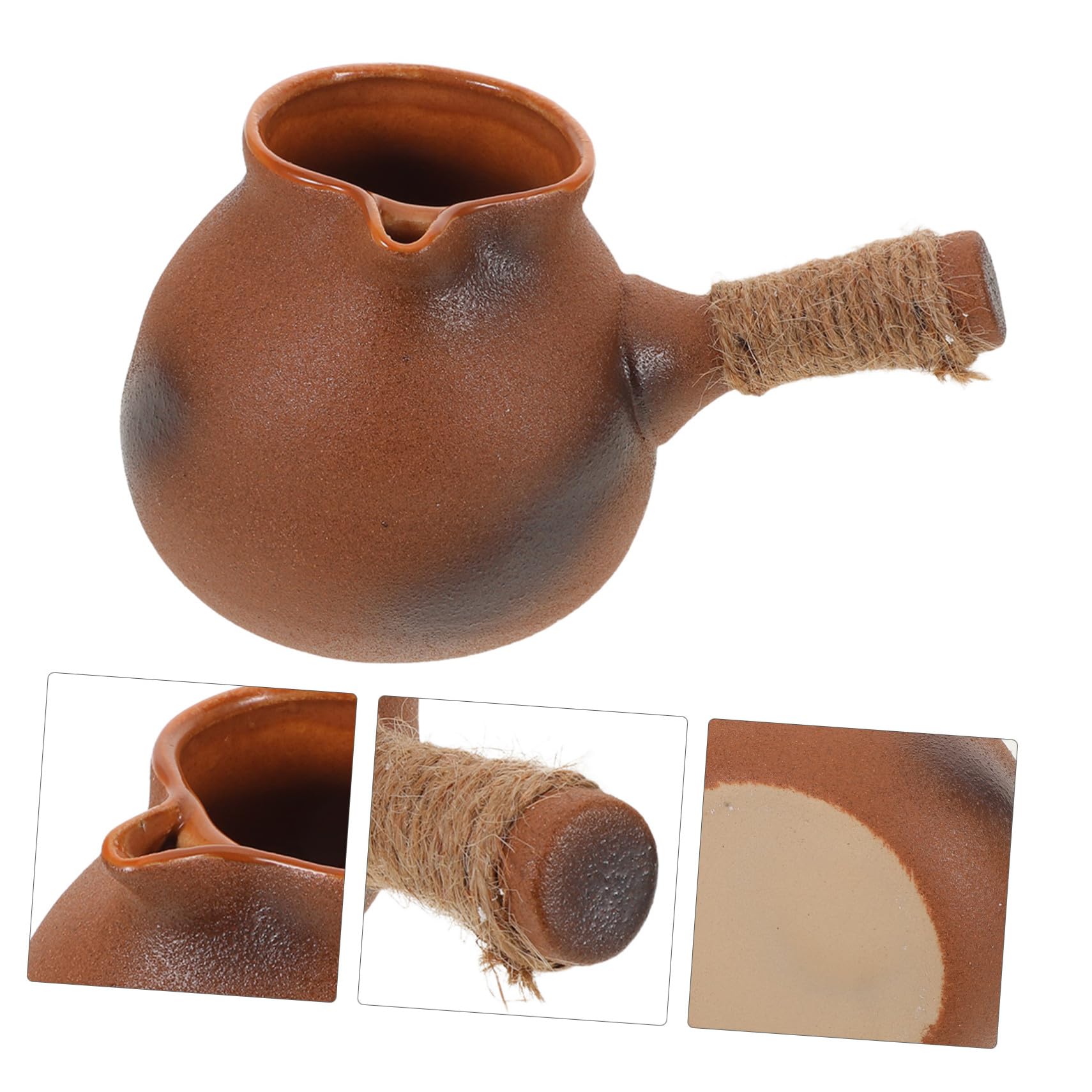 Hohopeti Traditioneller Teekessel für Camping mit Seitlichem Griff Natürliche Tonmaterialien Hohe Hitzebeständigkeit Schnelle Aufheizung zum Kochen von Tee und Kräutern im Freien