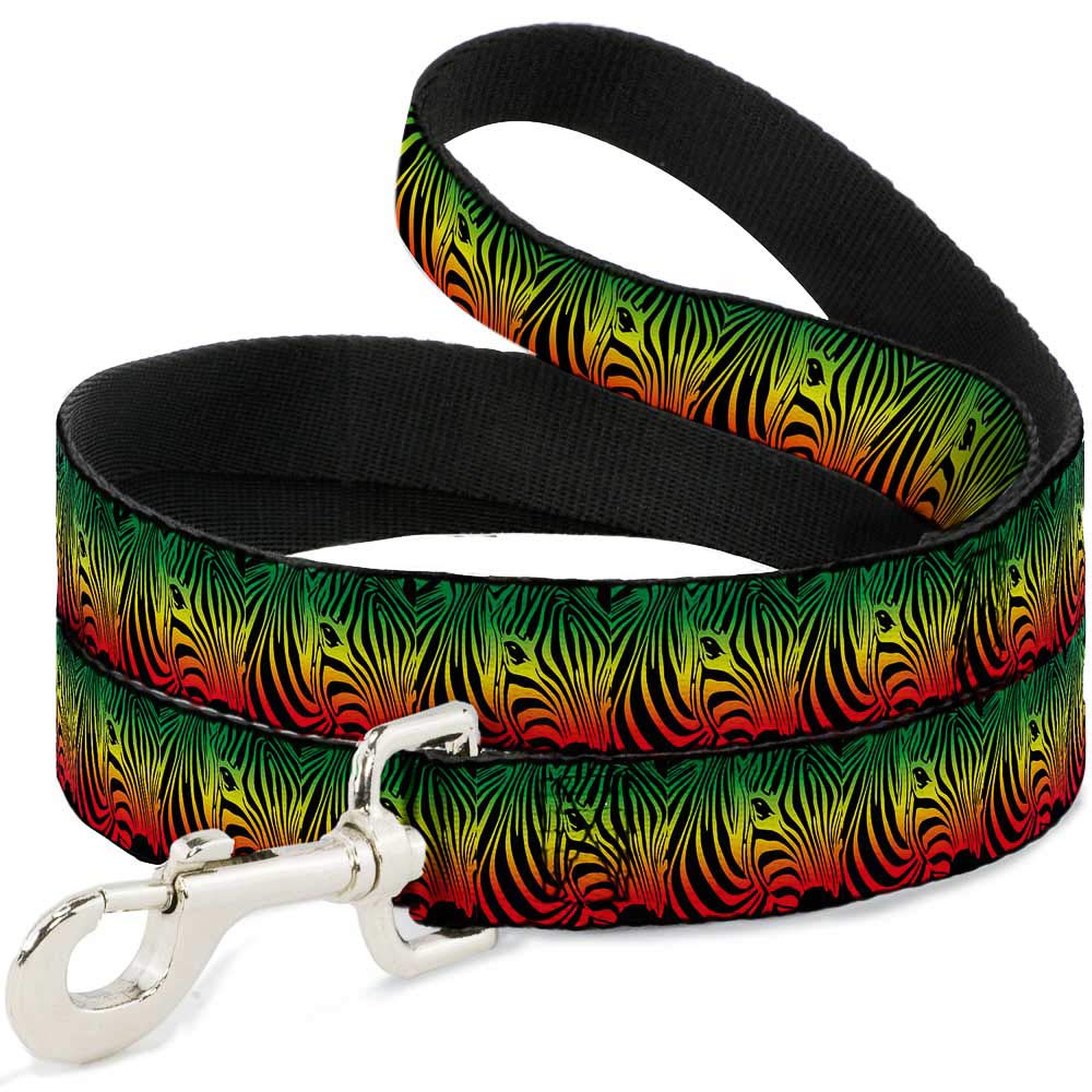 Buckle-Down Hundeleine – 6 Fuß (ca. 1,83 M) Lang, 3,8 Cm Breit, Mit Zebra-Rasta-Design