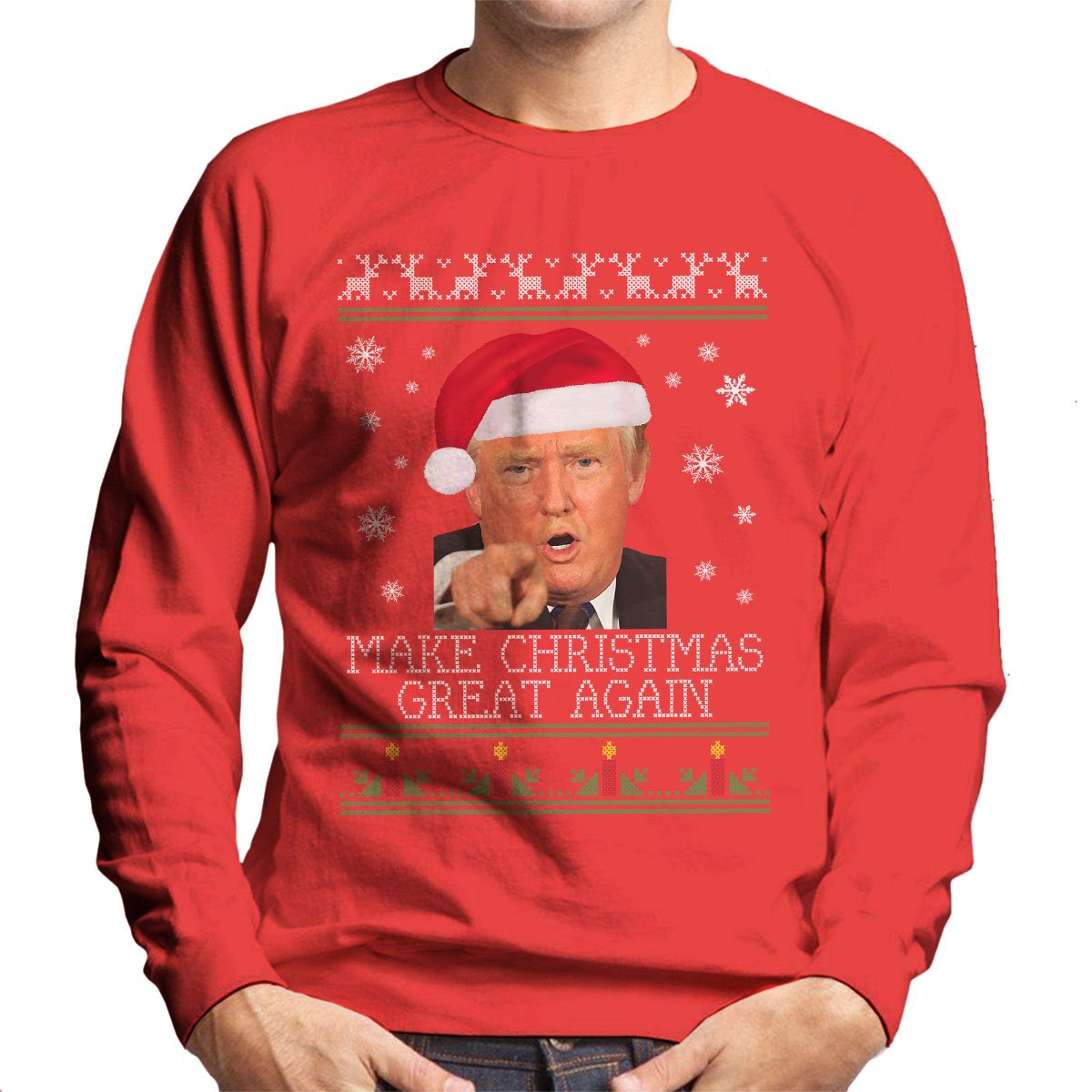 Make Christmas Great Again Donald Trump Knit Pattern Men's Sweatshirt