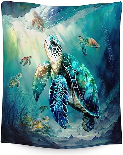Manta de tortuga para regalo, manta de 50 x 40 pulgadas, cálida, acogedora, suave, manta de regalo de tortuga marina para niñas, decoración en Manta de tortuga para regalo, manta de 50 x 40 pulgadas, cálida, acogedora, suave, manta de regalo de tortuga marina para niñas, decoración en