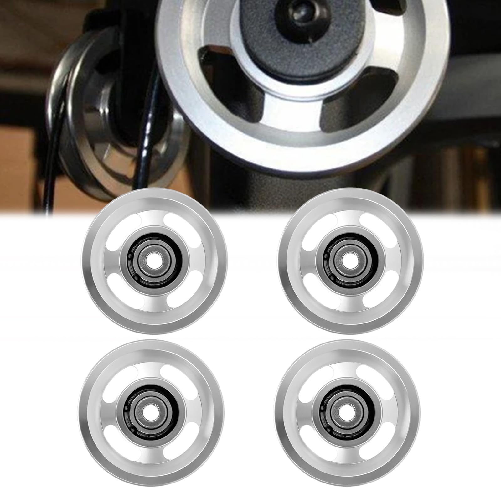 QWORK® 95 mm katrol, katrollen, aluminiumlegering, beer 300 kg, voor sportuitrusting, garagedeur katrolsystemen, 4st