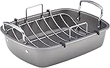 Circulon Nonstick Roasting Pan / Roaster with Rack - 17 Inch x 13 Inch, Gray 17 Inch x 13 Inch With U-Rack