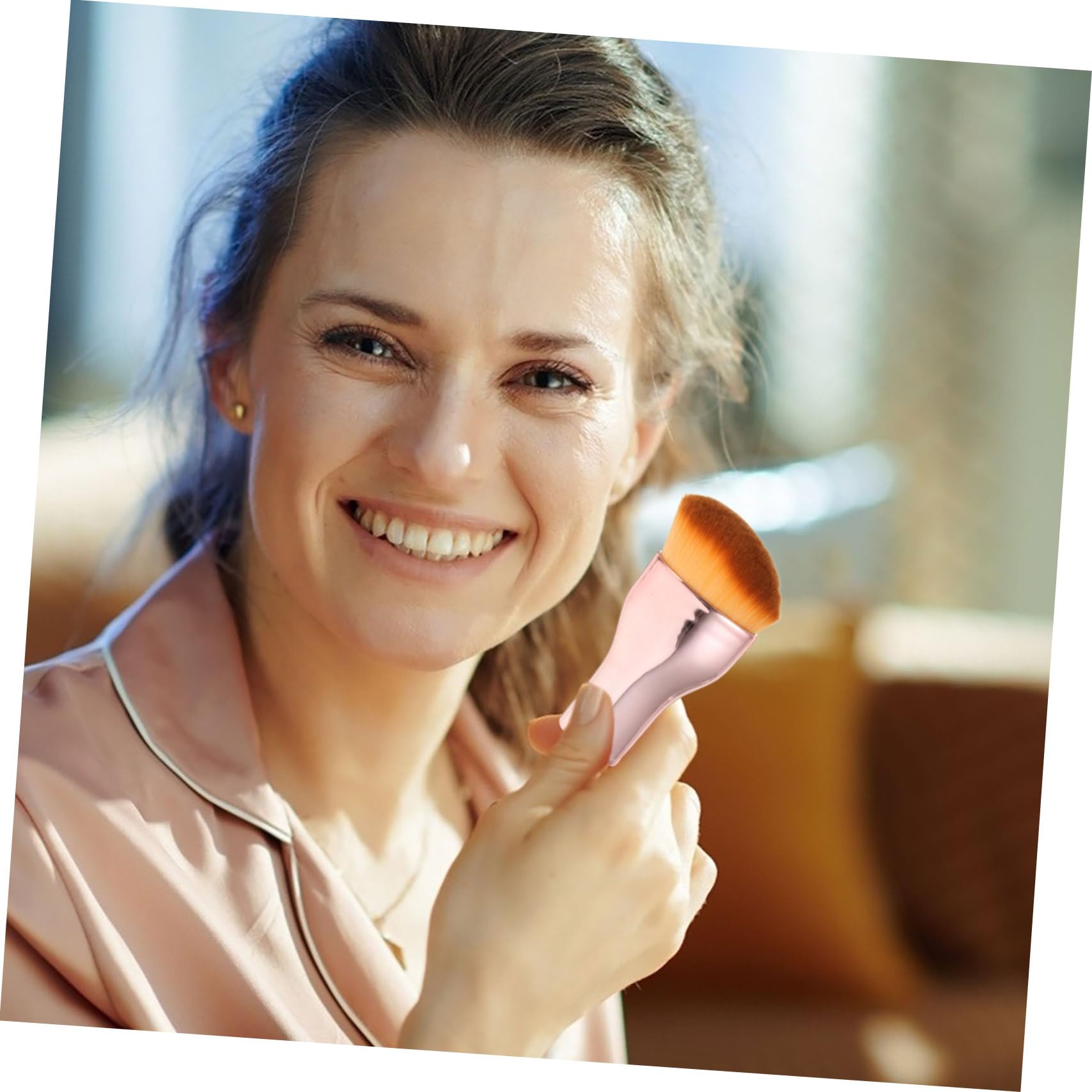 Healeved 5pezzi Pennello Per Fondotinta Portatile Pennello Da Trucco Compatto Per Donnper Applicazione Di Fondotinta Liquido e Makeup Uniforme Facile Da Pulire Per Viaggi