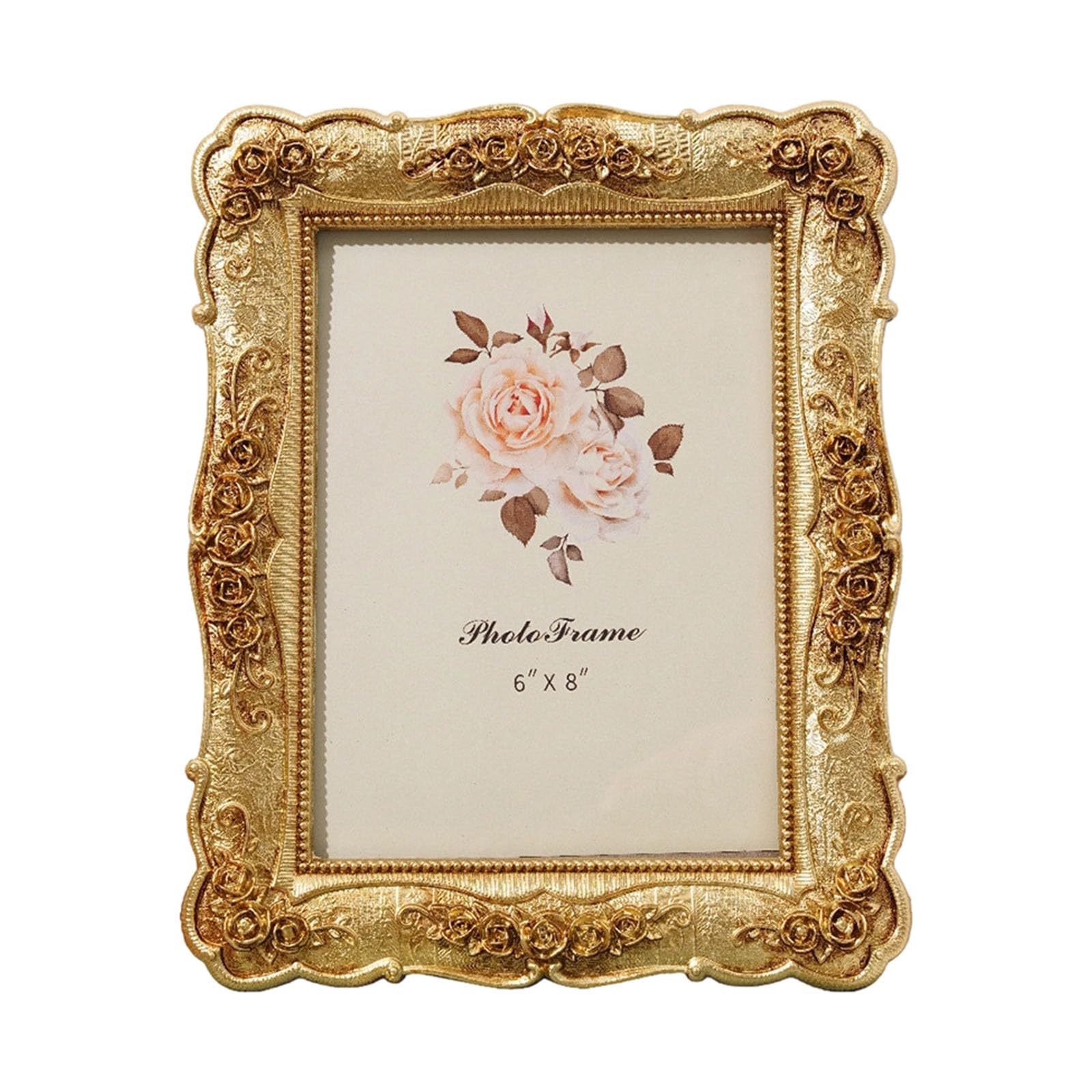 Tsophreniq Ornate European Resin Frame with Florals for Home Decoration Wall or Table Use Gold Resin Photo Frame