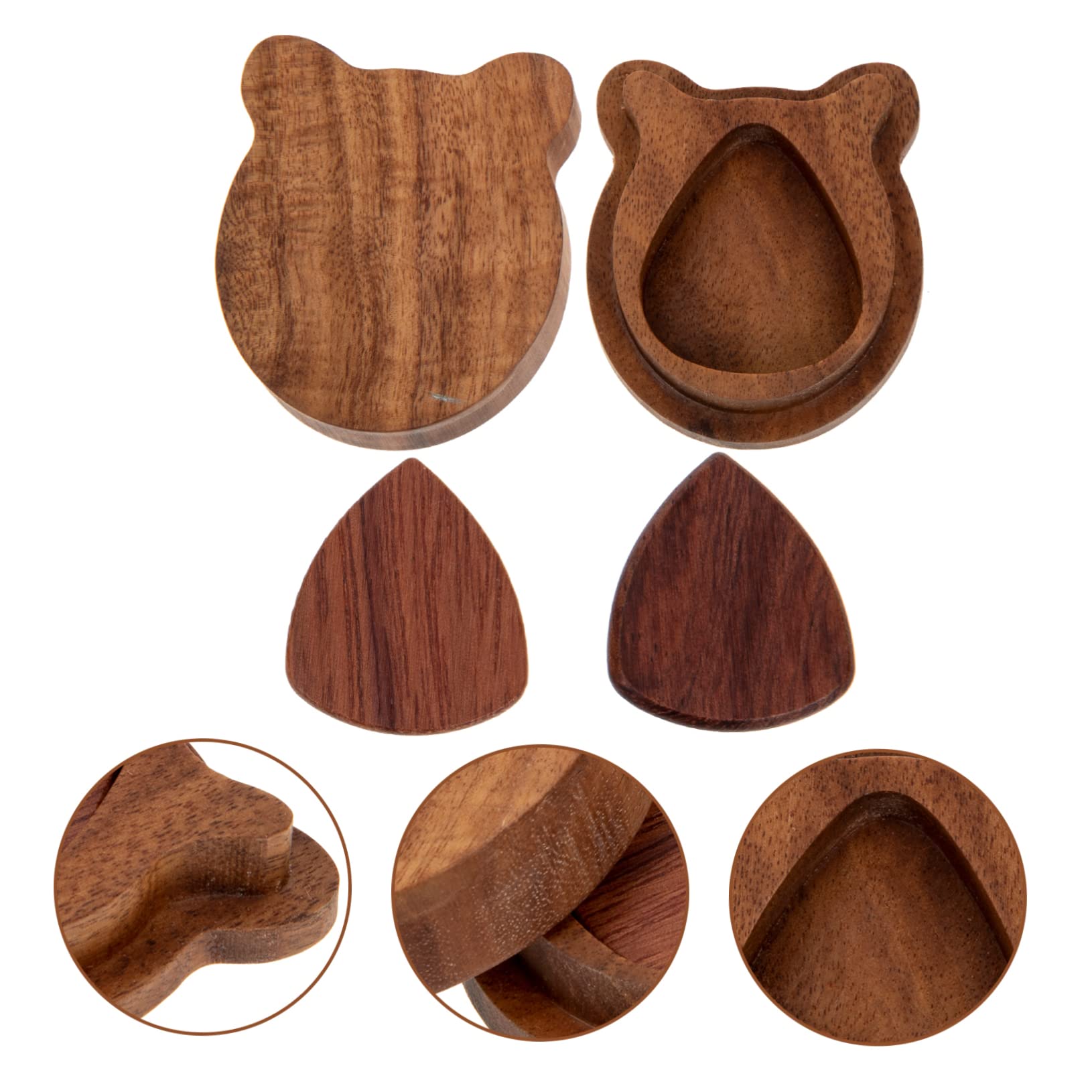 ibasenice 4sätze Holz-Gitarren-Plektrum Set Mit Aufbewahrungsbox Professionelle Plektren Aus Hochwertigem Holz Für Gitarre Ukulele Und Bass Langlebig Und Handlich Für Musiker