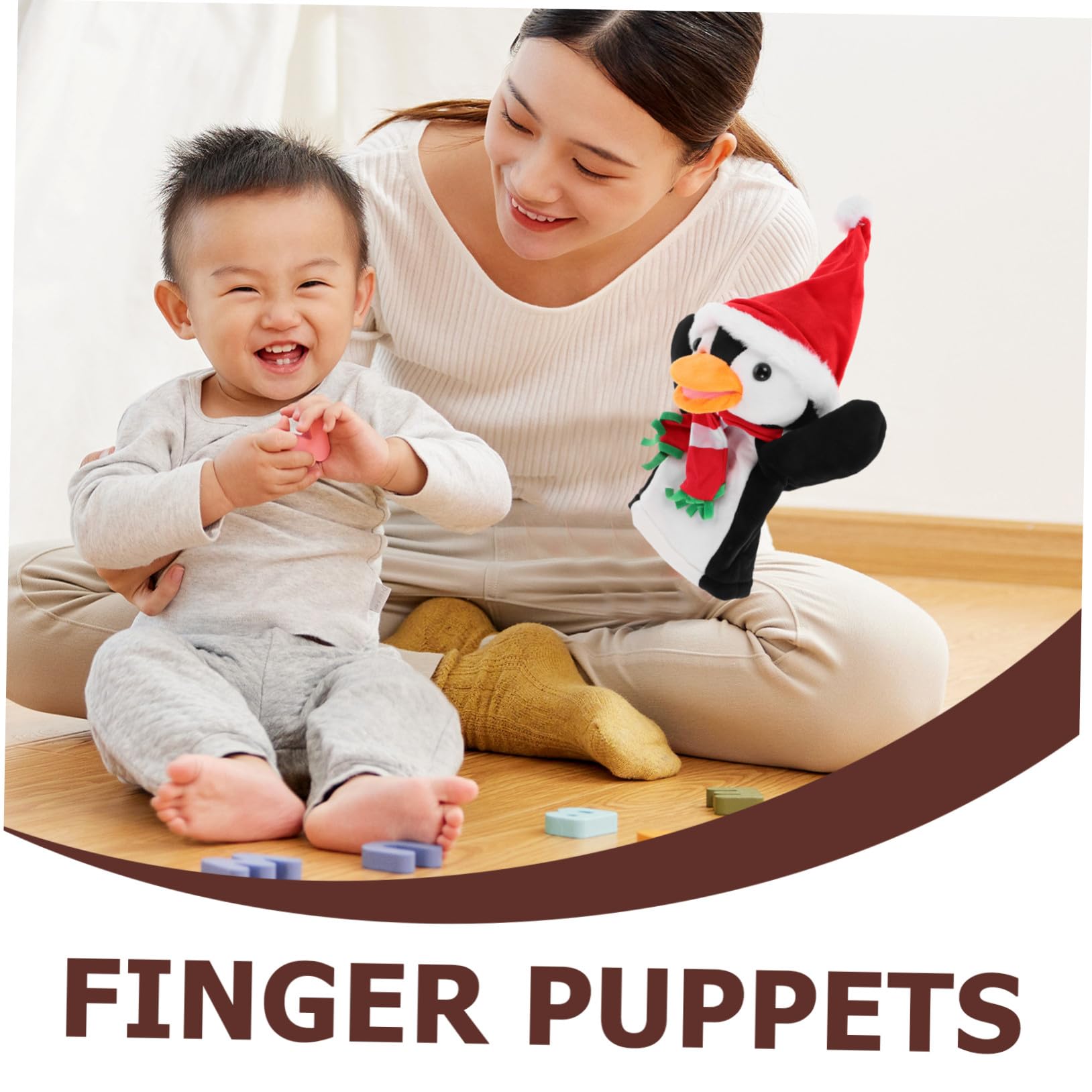 FRCOLOR 3 Piezas Marionetas de Dedo Pingüino de Peluche para Muñecos Interactivos de Mano con Diseño Navideño Juguetes Animales para Narración Festiva