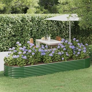 WKIEQACO Home & Garden,Furniture-Garden - Cama elevada de acero con recubrimiento en polvo, 322 x 100 x 36 cm, color verde