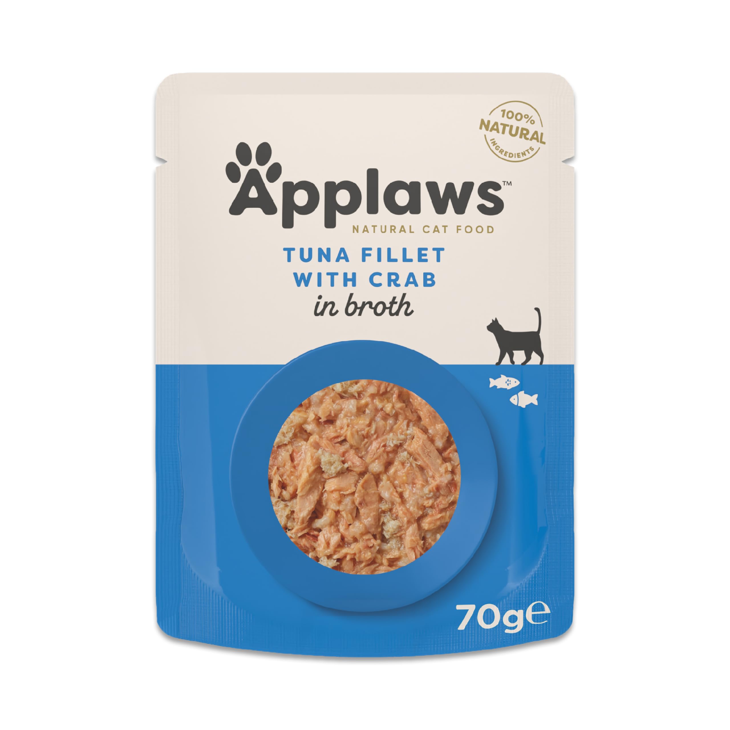 24 x 70g Applaws Adult Wet Cat Food Pouches Tuna Fillet with Crab in Broth