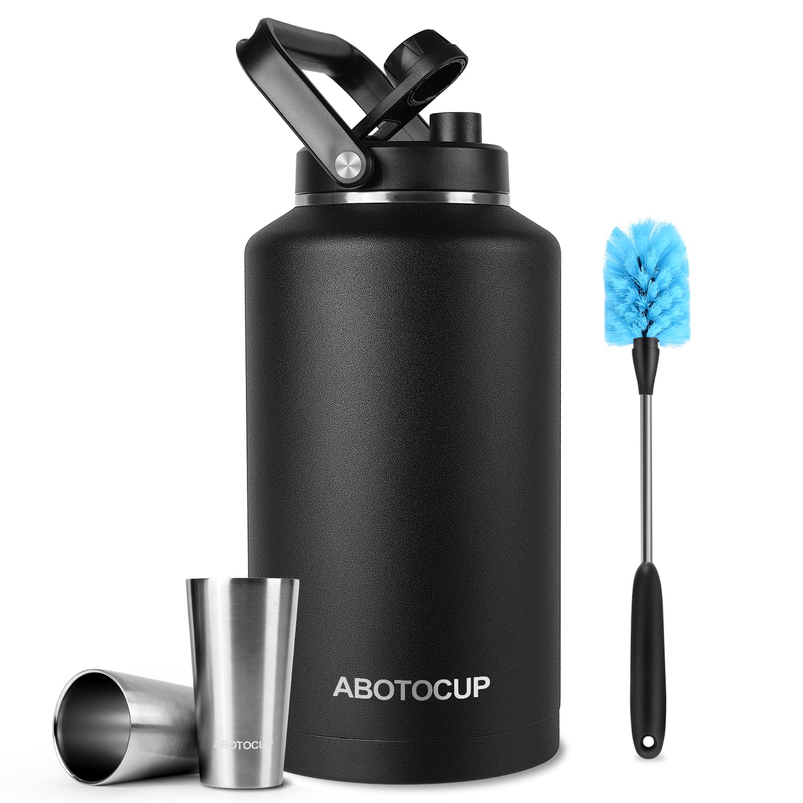 Amazon.com: ABOTOCUP 2 Gallon Water Jug with Wide Mouth, 256oz Insulated  Water Bottle Keep Cold24h&Hot12h, Comes with Ergonomic Handle, Two Double  Walled 16oz 18/8 Stainless Steel Cups Thermo Canteen Mug : Sports