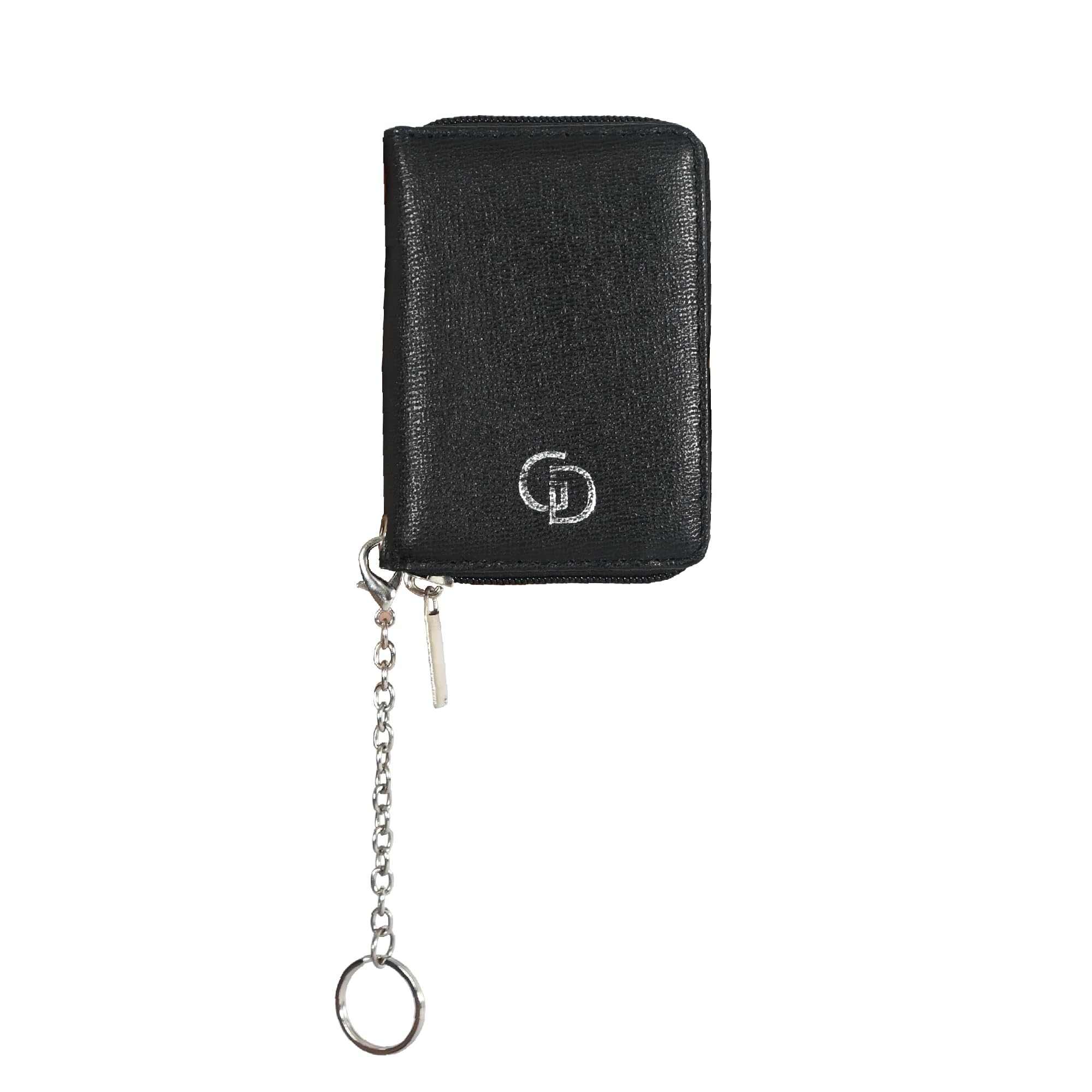 GulfDealzLuxury Handcrafted Genuine Full Grain Animal Hide Real Leather Chain Closure Card Case - Black