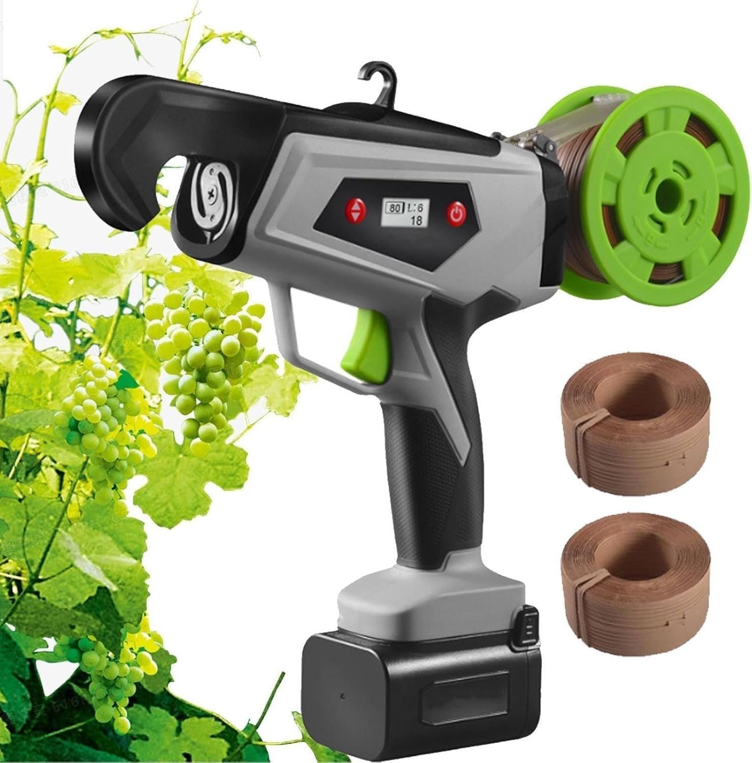 Ametralladora Para Atar Plantas Mejorada Para Atar Tomates Y Uvas Rápidamente. Herramienta Para Cinta De Jardín Para Jardineros Y Agricultores Con Ajuste 3 a 8 Marchas Y Cuchilla Sk5(2RollsStrap)