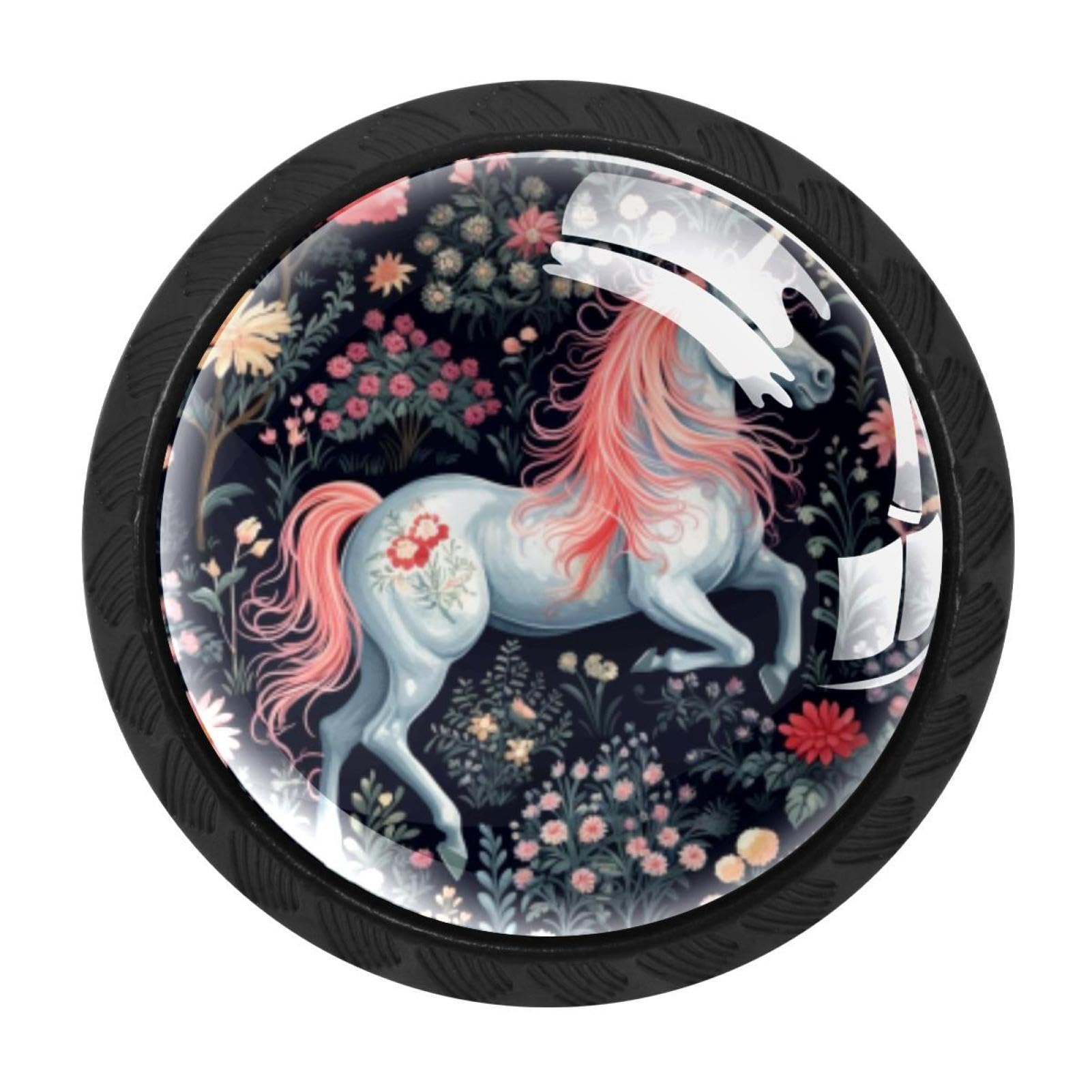 CHENZZZZ 4 Pack Round Cabinet Knobs for Kitchen Bathroom Closet Dresser Cabinets, Unicorn