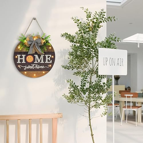 Vista 41 de Letrero de bienvenida intercambiable para puerta delantera con 14 iconos intercambiables, decoración de porche delantero de granja, letrero de pared