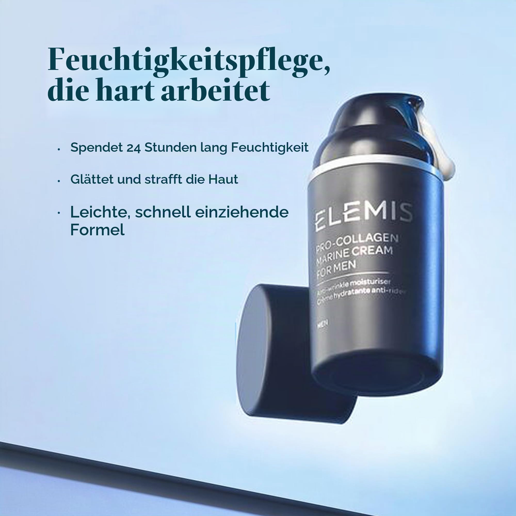 ELEMIS Pro-Collagen Marine Cream for Men 30 ml – tägliche Anti-Falten-Feuchtigkeitscreme, feuchtigkeitsspendende Gesichtscreme gegen feine Linien und Falten, leichte Textur. | Leichte Anti-Aging-Feuchtigkeitscreme für die Männerhautpflege. Hilft, die Haut