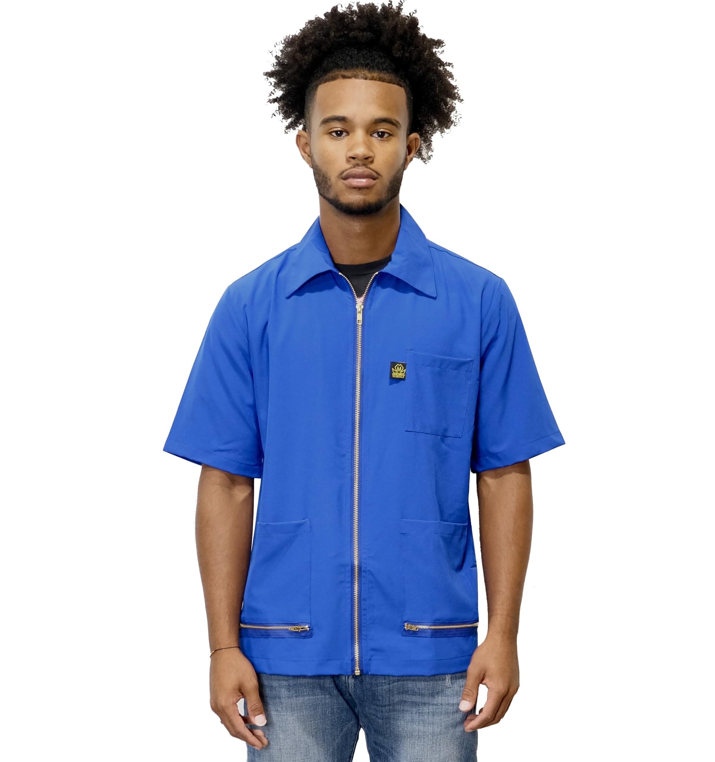 King Midas Professional Barber Jacket for Men - Ultra Lightweight Short Sleeve Barber Smock