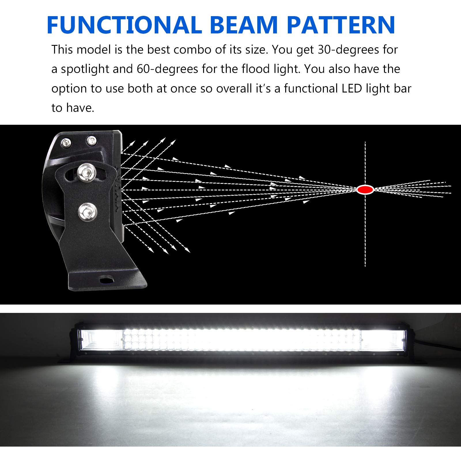 AUXTINGS 32 Inch 405W LED Light Bar 7D Lens Spot Flood Combo Beam Triple Row LED Work Diving Lights for Off Road ATV AWD SUV 4WD 4x4 Pickup,12V 24V DT Connector Waterproof
