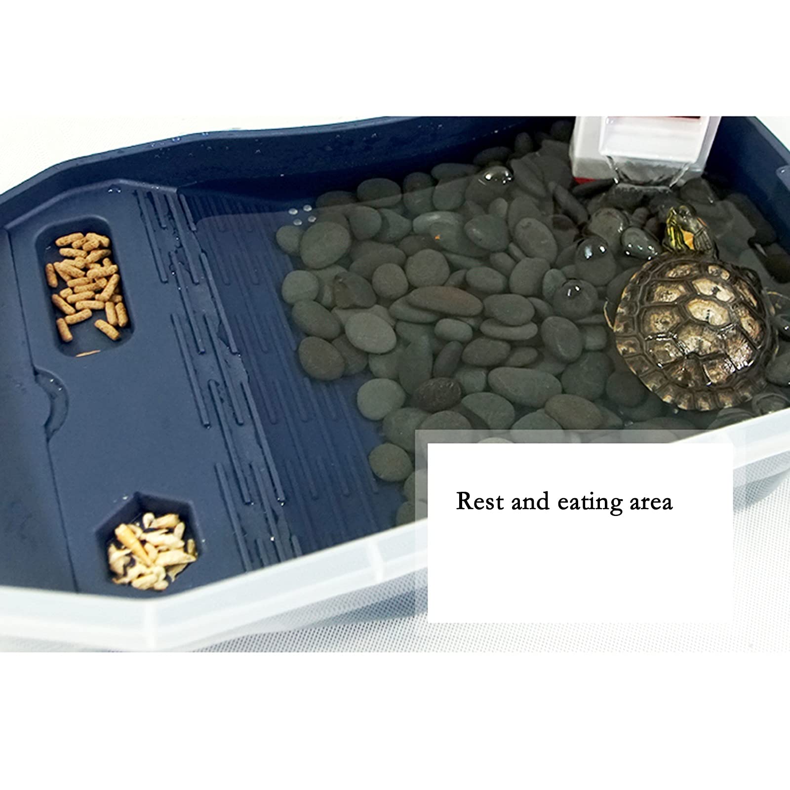 Tanque de tortuga Tortuga Tanque con terraza, tanque anfibio, tanque especial for elevar tortugas, tortuga brasileña Caja de tortuga Villa Paisajismo Caja de tortuga de agua grande para interior exter