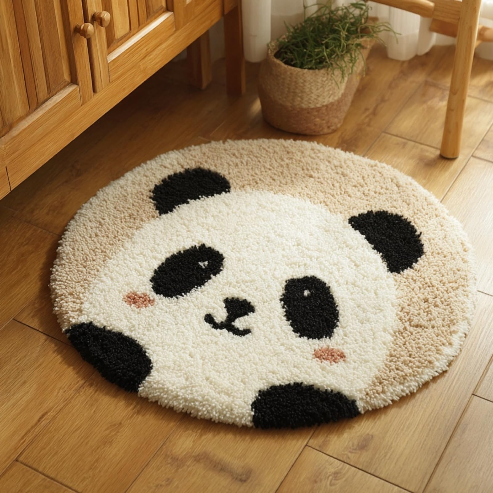WallustrioaW Latch Hook Rug Kits,DIY Latch Hook Rug,Cute Panda,Home Carpet Floor mats Making Canvas Kits,Embroidery Needlework DIY Crafts,50x50cm
