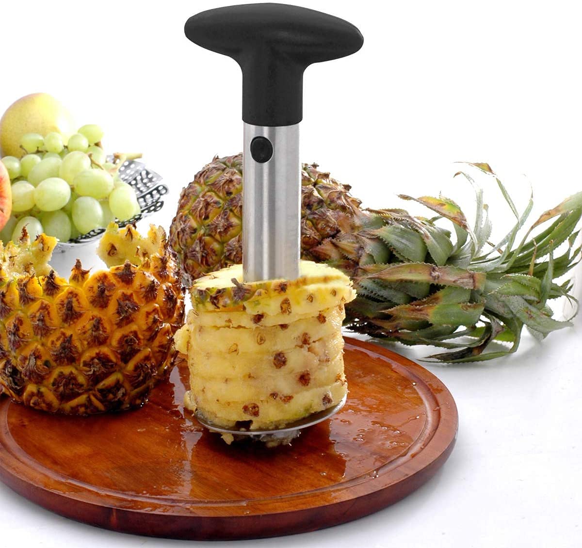 Coupe Ananas, Acier Inoxydable, Facile à Nettoyer, Poignée Antidérapante, Coupe Fruit pour les Anneaux de Fruits de Cuisine