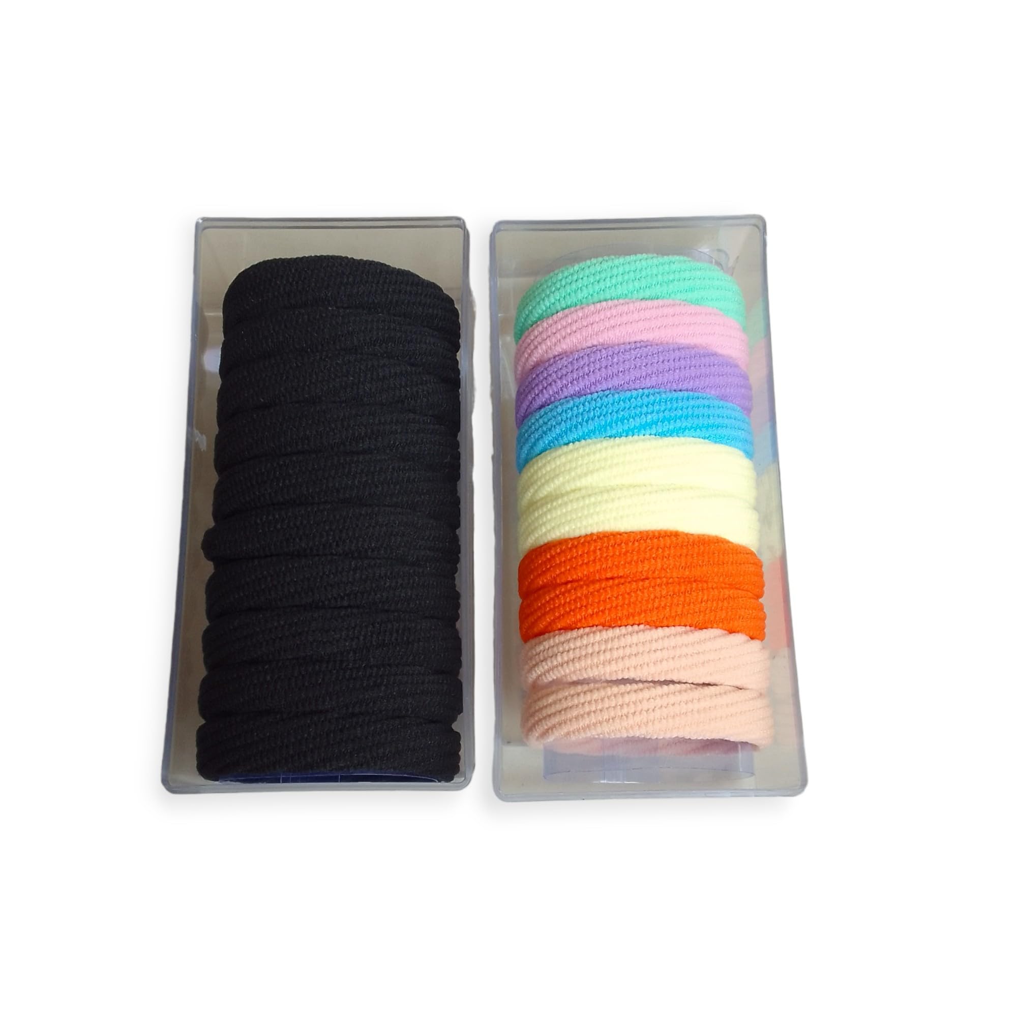 Hair Rubber Bands for Women Girls Multicolour and Black Colour Elastic pony tiers 20 pieces for kids Soft Fabric Pony Holders for thick to medium hair-image-40