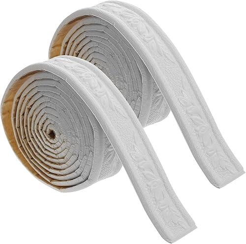 balacoo Moldeo de corona para despegar y pegar 2 rollos de borde de pared para bordear el borde autoadhesivo flexible Moldura de espuma adhesivo de