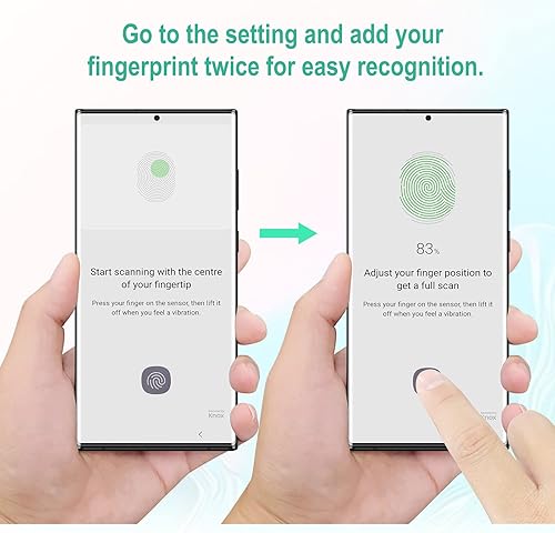 Miniatura 4 de AACL Protector de pantalla de vidrio templado para Samsung Galaxy S22 Ultra 5G, 6.8 pulgadas, desbloqueo de huellas dactilares, antiarañazos