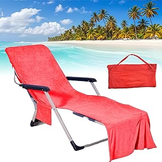 Sun Lounger Towel in Bag with Pockets Storage, Beach Chair Towel Storage Cover Chaise Chair Cover with Side Pockets Chaise Lounge Cover for Sunbathing Lounger Hotel Garden Holiday (B)