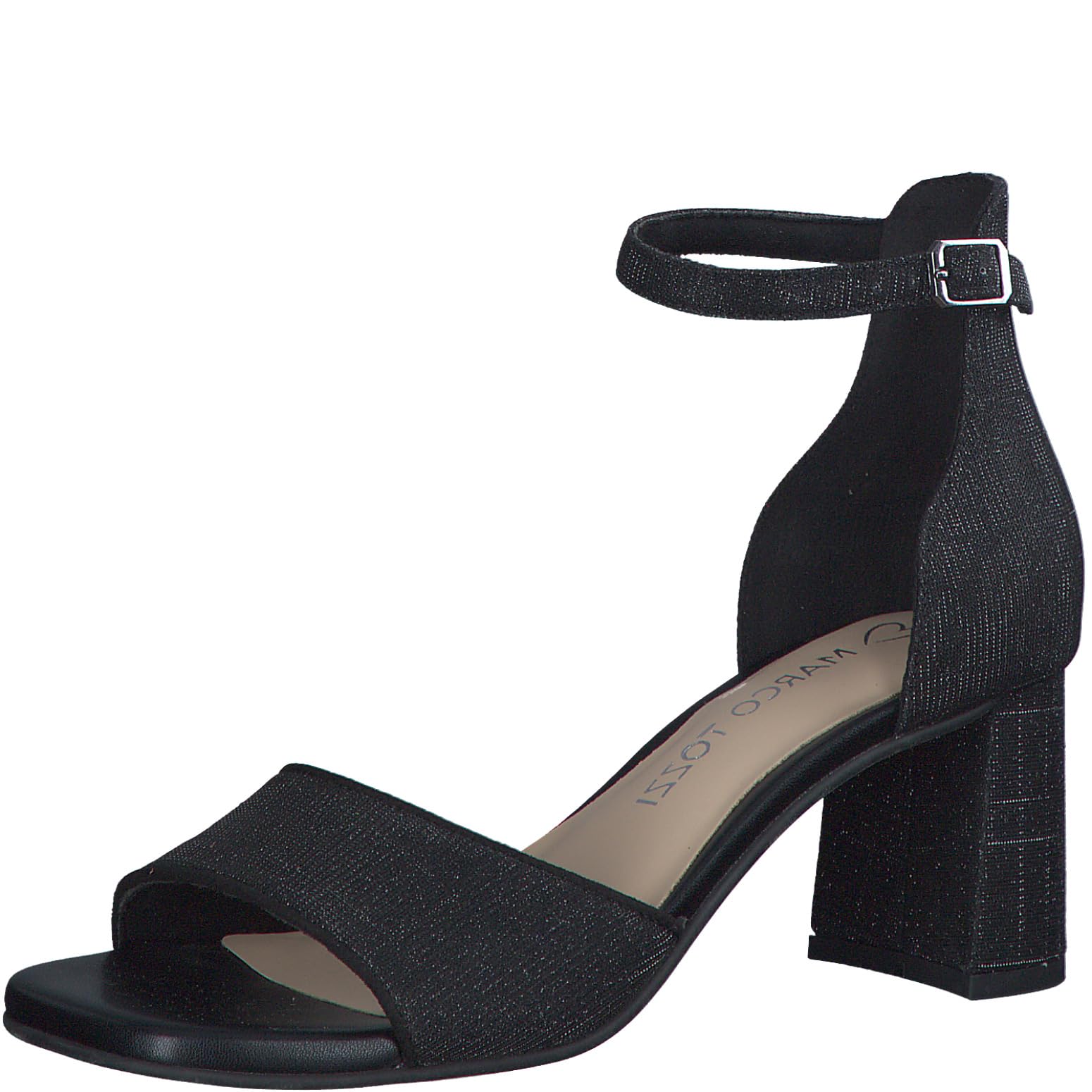 MARCO TOZZI Women's 2-28332-42 Heeled Sandal, Black Metallic, 5.5