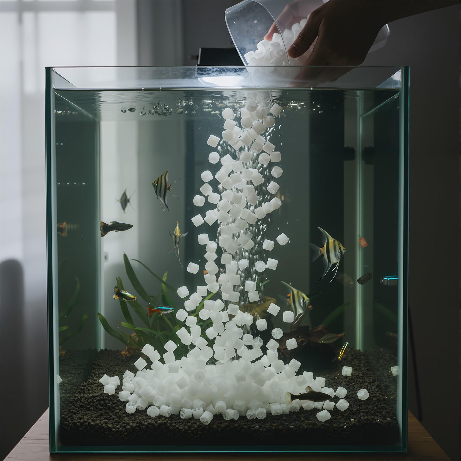 K2, filtro per acquario, reattore biofilm, reattore di ricambio in plastica, materiale biologico, per acquaponica, acquacoltura, idroponica, stagni e acquari, 2 kg