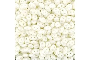 Czech SuperDuo Two-Hole Crystal White Luster Seed Beads 5.5x2.5mm