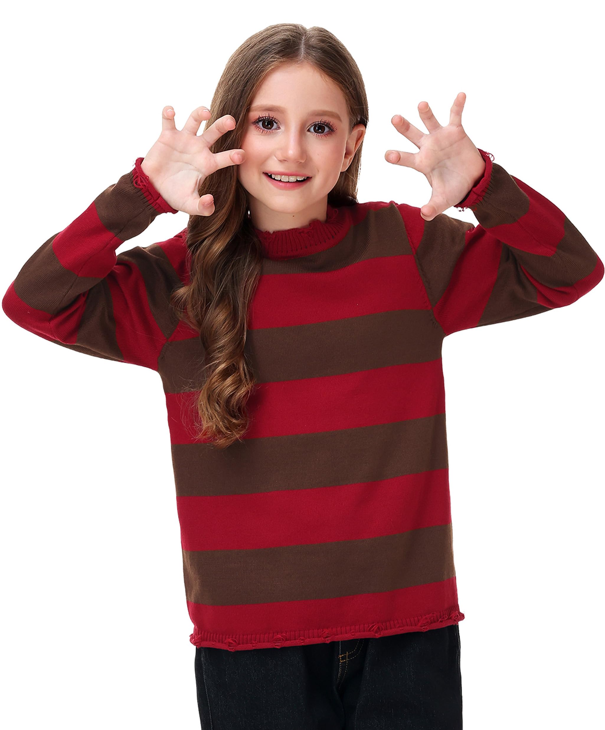 Karneval Kinder Pullover Rot Gestreifte Strickpullover Mädchen Jungen Sweatshirt 116-164