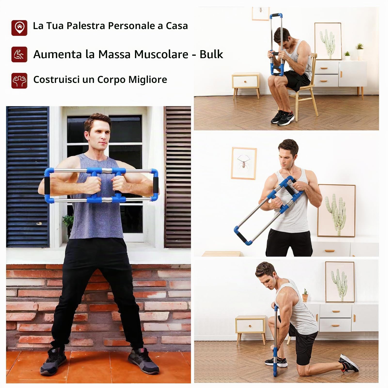 GoFitness Push Down Bar, Attrezzo per Allenamento Pettorali a Casa | Esercizi per Petto, Braccia, Spalle, Addominali e Schiena - Macchina Fitness per Allenamento di Forza